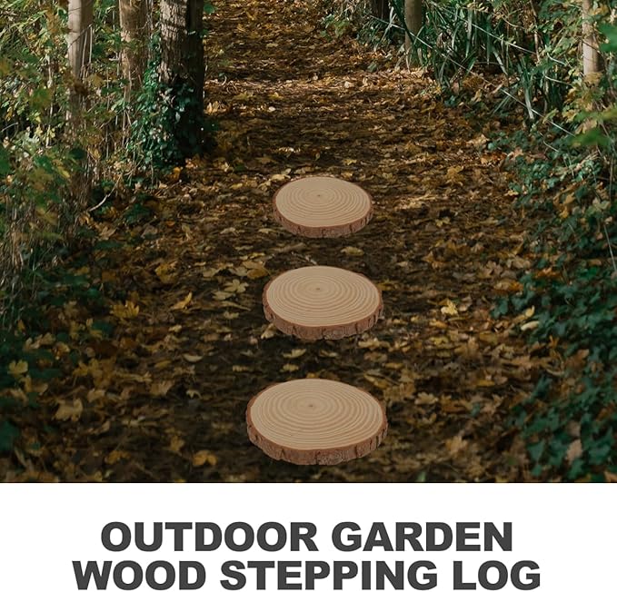 2Pcs Garden Stepping Stones Outdoor Decorative Wooden Log for Walkway Landscaping Patio Lawn