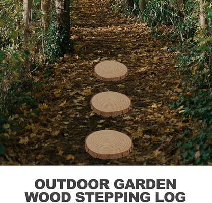 2Pcs Garden Stepping Stones Outdoor Decorative Wooden Log for Walkway Landscaping Patio Lawn