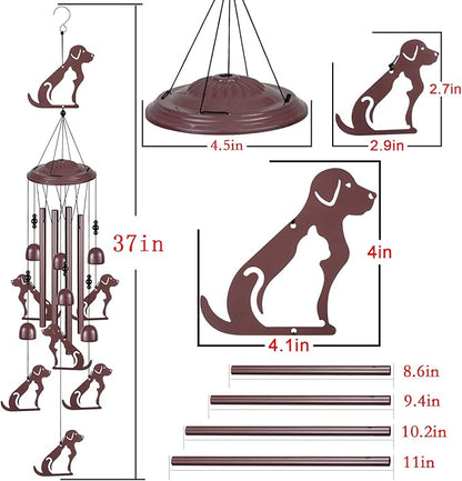 Dogs Wind Chimes Outdoor Decoration, Gifts for Mom, Home, Garden, Balconies, Rooms, Patio, Indoor, Puppy Ornaments, Memorial Wind Chimes, 37.5 Inch Labrador Wind Catcher, Outside Dog Wind Bells Decor