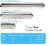 24 Inch Pool Fountain 304 Stainless Steel Waterfall Spillway with Pipe Connector Kits, Wider Water Flow Sheer Descent Platform Water Feature Fountain for Swimming Pool, Outdoor Garden Decor