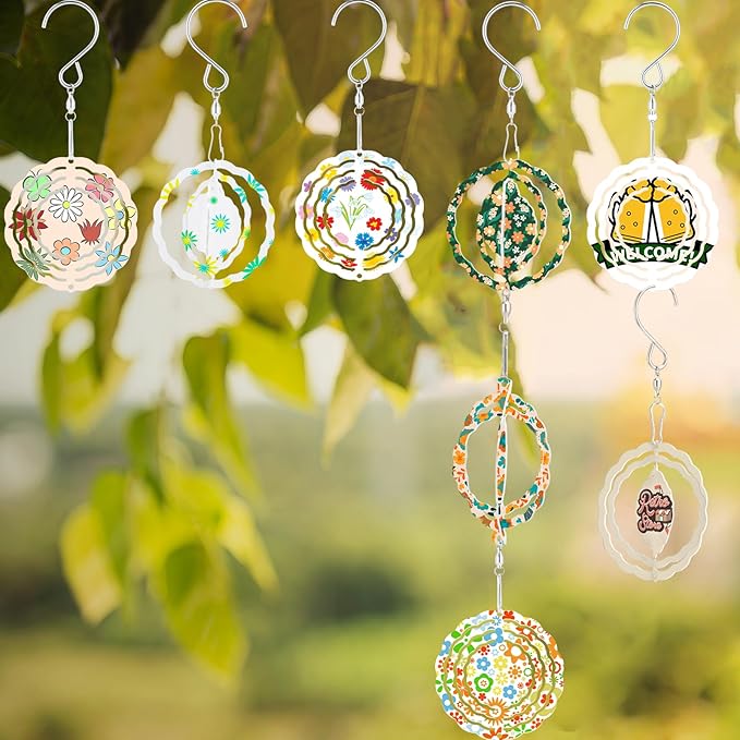 30 Pcs Sublimation Wind Spinner Blanks 3 Inch Bulk Aluminum Metal Ornaments Sublimation Blanks Hanging Wind Spinners Indoor Outdoor Spinner Suspension Decoration for Yard,Garden,Porch,Gift