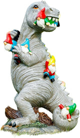Himaweek Garden Statue Outdoor Decoration, Weatherproof 14” Dinosaur Garden Gnome, Indoor Outdoor Décor Garden Art for Patio Lawn Yard, Gardening Gift for Homeowners