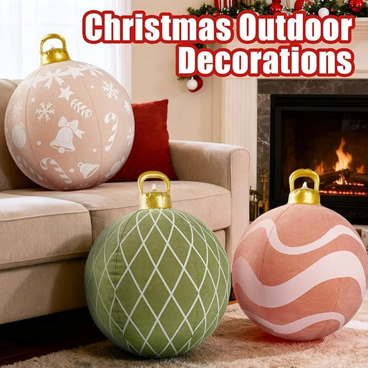 3 Pcs 32 Inch Giant Christmas Inflatable Balls: PVC Oversize Inflatable Christmas Ornaments Outdoor Decoration for Xmas Yard Lawn Garden Decor