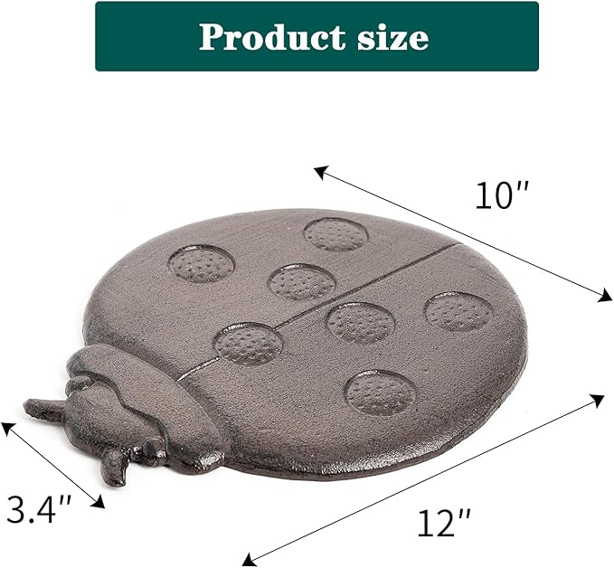 Sungmor Cast Iron Ladybug Stepping Stones, Sturdy Metal Stepping Mat for Front Door, Outdoor Walkway Decorative Statue, Garden Path Pavers for Yard Lawn Landscaping