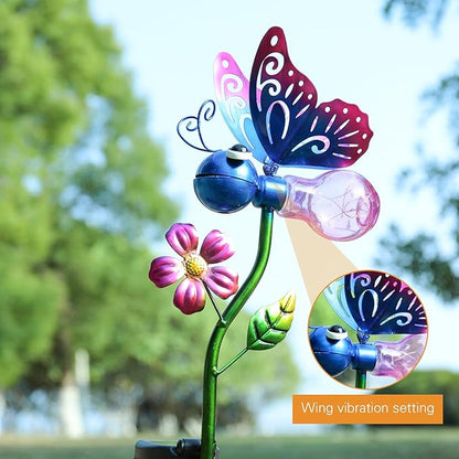 Bshine Solar Butterfly Outdoor Garden Decorative Lights, Waterproof Metal Stake Solar LED Lights Garden Decor Backyard, Pathway, Path, Lawn Ornaments for Woman Mom, Valentine's Day Outdoor Decor