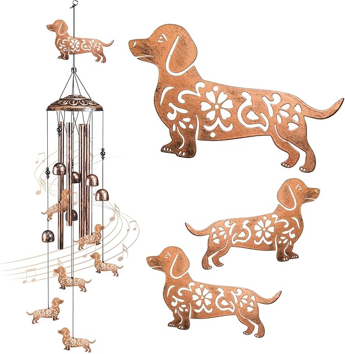 Dachshund Dog Wind Chimes for Outside,41" Metal Windchimes, Housewarming/Easter/Halloween/Festival Gifts for Women/Men, Pet Memorial Wind Chimes for Dogs, Dachshund Decor for Outside, Patio or Garden