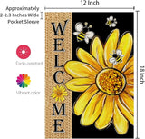 CROWNED BEAUTY Spring Summer Garden Flag Daisy Bee Welcome 12x18 Inch Double Sided Small Floral Summer Seasonal Holiday Decoration for Outdoor Lawn Yard