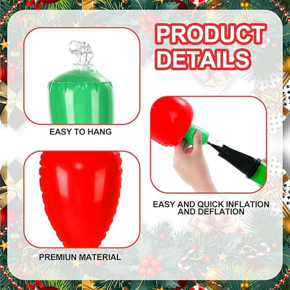 Sosation 12 Pcs 8 Inch Inflatable Christmas Light Bulbs Ornaments Inflatable Christmas Ball Decorations Xmas Large Blow up Light Bulb Decor Outdoor Indoor for Yard Lawn Tree Hanging Porch Garden Home