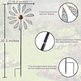 DREAMYSOUL Outdoor Wind Spinner 33" Metal Wind Sculpture Waterproof Fluorescence Wind Spinners for Garden Patio Lawn Decoration