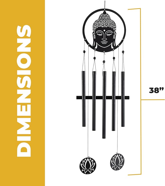 VP Home 28-inch Eternal Zen Buddha Wind Chimes for Outside Unique Zen Buddha Windchimes Outdoor Decorations Garden Decor Buddha Gift for Women, Mom, Grandma, Unisex