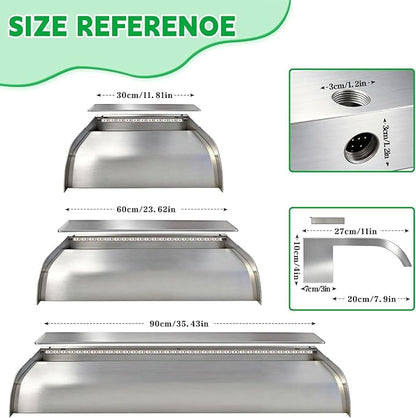 with lid Waterfall Pool Fountain, LONGRUN Stainless Steel Waterfall Spillway for Pools and Ponds - 23.6" Wide Decorative Water Feature for Swimming Pools, Koi Ponds and Garden