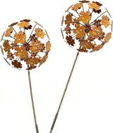 2 Pack Metal Flower Stakes for Outside, 3D Rusty Metal Plants Garden Statues Yard Art, Outdooor Decorative Garden Stake for Flower Bed Lawn Balcony Flower Pot (Style 2)