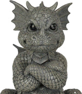 Ebros Gift Whimsical Garden Dragon Folding His Arms with Angry Face Figurine 10.25" H Cute Grumpy Baby Dragon Faux Stone Resin Finish Dungeons and Dragons Mythical Fantasy Sculpture