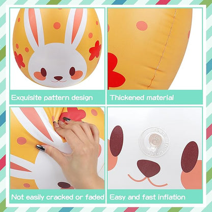 16 Packs 16 Inch Inflatable Easter Eggs Outdoor PVC Inflatable Hanging Eggs Blow Up Easter Egg for Egg Hunts Yard Garden Outdoor Decoration