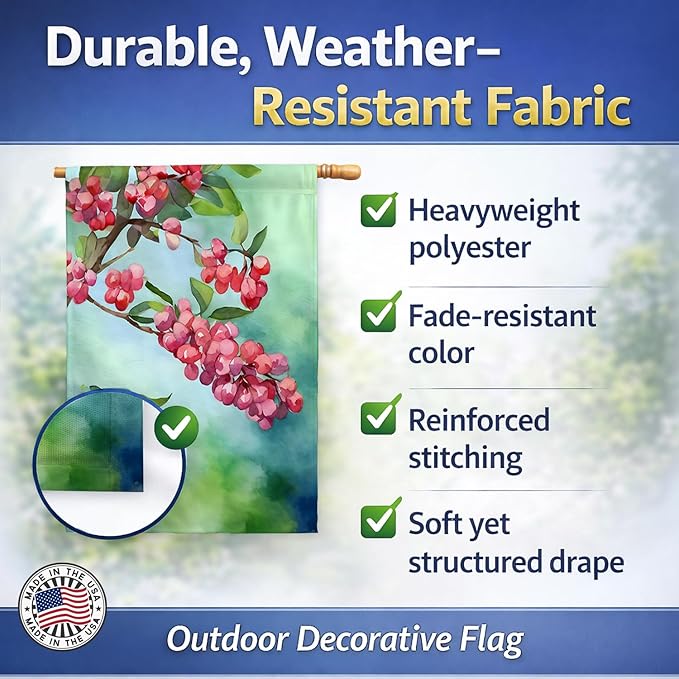 Caroline's Treasures Pennsylvania Mountain Laurels in Watercolor House Flag Large Porch Sleeve Pole Decorative Outside Yard Banner Artwork Wall Hanging, Polyester, House Size, Multicolor