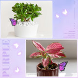 Geelin 1 Pc Stained Glass Butterfly Suncatcher Flower Pot Decoration Metal Plant Pot Hangers Colorful Garden Yard Suncatcher Decor for Spring Home Indoor Outdoor Decor(Purple)