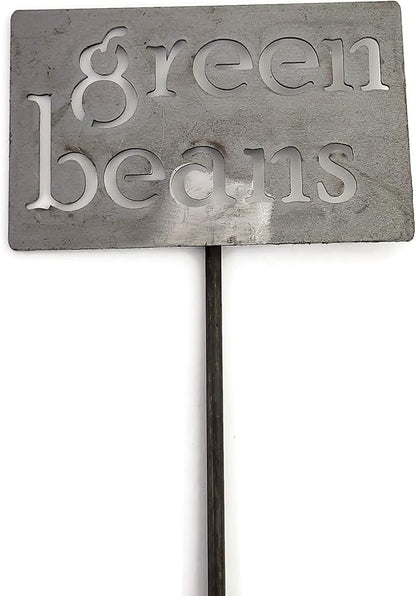 Classic Metal Garden Markers 19 Inches Tall (green beans, Raw, Unfinished Steel (will rust with time))