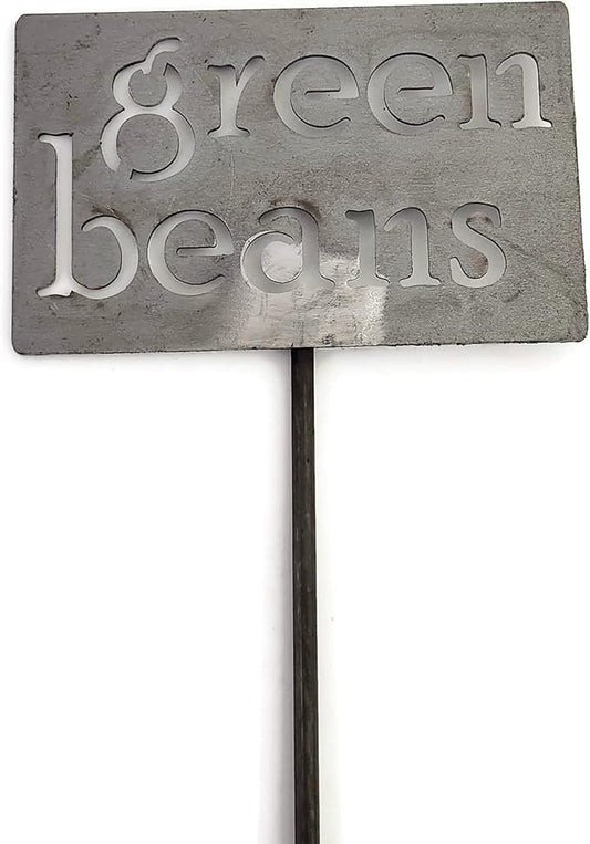Classic Metal Garden Markers 19 Inches Tall (green beans, Raw, Unfinished Steel (will rust with time))