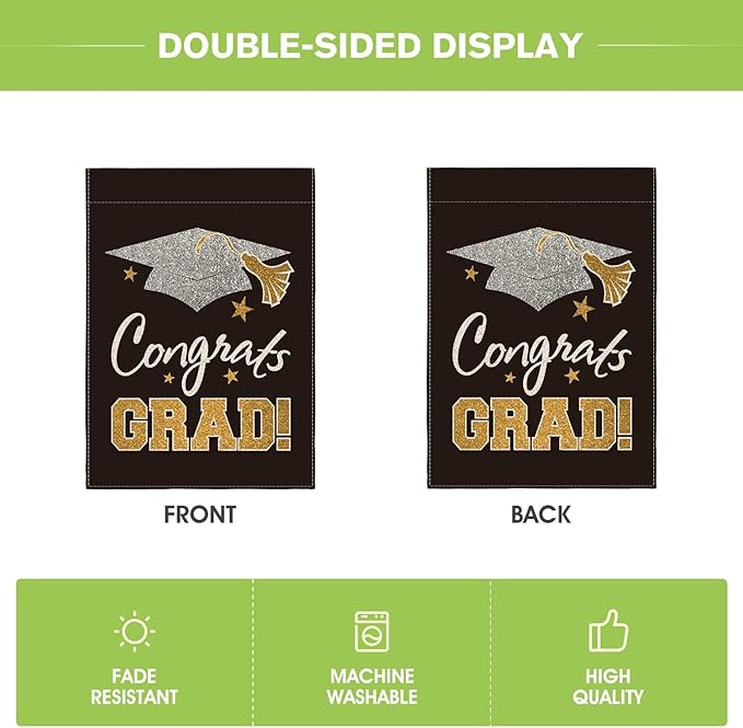 AVOIN colorlife Diploma Cap Congrats Grad Garden Flag 12x18 Inch Double Sided, Class Of 2026 Graduation Yard Outdoor Decoration