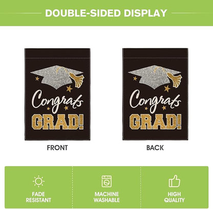 AVOIN colorlife Diploma Cap Congrats Grad Garden Flag 12x18 Inch Double Sided, Class Of 2026 Graduation Yard Outdoor Decoration