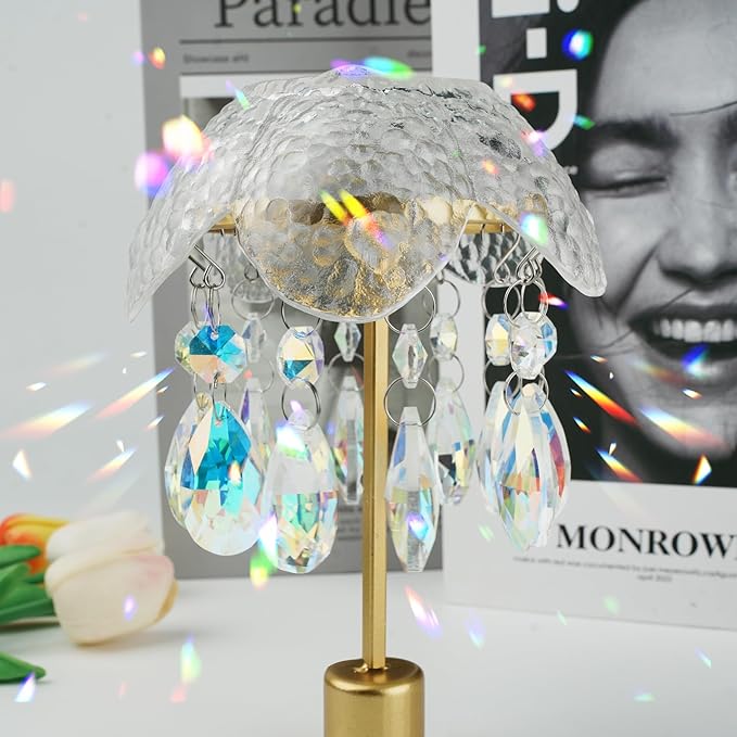 10pcs Crystal Sun Catcher, 38mm Hanging Clear Teardrops Crystals Chandelier Parts Prisms Pendants with Hook for Windows Lamps and Lanterns Party Birthday Decorations Home Decor (AB Color Teardrop)