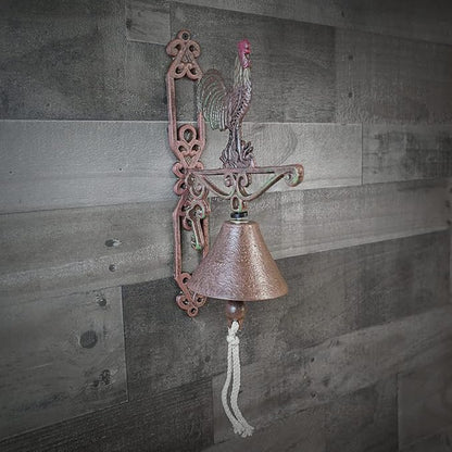 Treasure Gurus Metal Wall Mount Rooster Welcome Bell Rustic Farm/Yard/Garden/Patio Door Decor