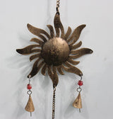 43 Inch Metal Sun Moon Star Wind Chime – Antique Bronze Celestial Wall Hanging with Bells – Handcrafted Boho Home & Garden Decor for Balcony, Patio, Porch, Entryway.