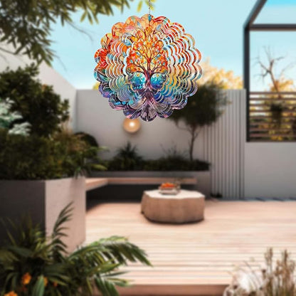 Wind Spinner-3D Stainless Steel Hanging Wind Catchers Kinetic,Hanging Ornament Outdoor Wind Spinner,12Inch Wind Spinners Outdoor Hanging for Gardens and Courtyards (Tree)