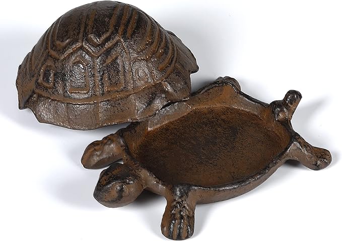 Key Hider Outdoor Turtle - Cast Iron Turtle Hidden Key Holder for Outside, Yard and Decoration Garden, Hide A Key Outdoor