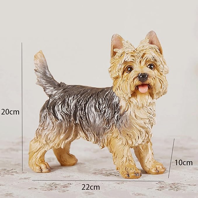 Garden Statues Yorkshire Terrier Outdoor Statue Garden Decor Realistic Dog Sculpture for Lawn Home Indoor Christmas Decoration Yard Ornaments Decor