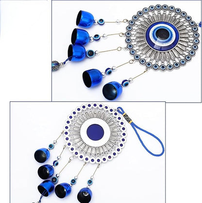 Creative Handmade Alloy Wind Chime Evil Eye Butterfly Sunflower Talisman Pendant Handmade Good Luck Charm, Car Kitchen Home Garden Patio Office (1pc Evil Eye)