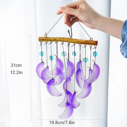 H&D HYALINE & DORA 19" Glass Wind Chimes Hanging for Outside Glass Moon Wind Chimes Garden Outdoor Porch Decor, Windchimes Gift for Women, Mom, Grandma