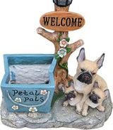 Solar Light Animal Outdoor Statue Planter with Welcome Sign, Resin Garden Sculpture Flower Pot for Patio Lawn Porch Yard Courtyard Decor, Weather-Resistant Decorative Figurine Accent (I)