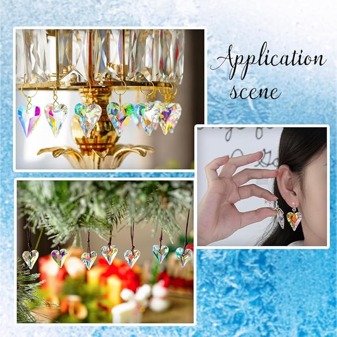 1 Box 12Pcs Glass Prism Heart Crystal Suncatcher Hanging AB Color 1 x 0.85 Inch Faceted Rainbow Maker Sun Catcher Small Pendants Charms for Garden Home Window Wedding Christmas DIY Decoration