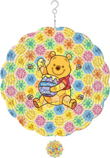 GENANY Honey Bear Hanging Wind Spinners for Women Men, 12 Inch Metal 3D, Stainless Steel Hanging Wind Catchers Sculpture for Outside, Outdoor Spring Decoration, Unique Gift