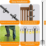 10 Pack 10 FT String Light Poles,Metal with Fork Lights Poles for Outdoor String Light, Rustproof Heavy Duty for Outside Garden,Patio,Wedding,Backyard,Deck,Party