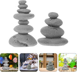 VOSAREA 2pcs Stone Sculptures Stacking Stone Statue Handmade Rocks Statues Garden Rocks Cairn Balancing Yoga Meditation Accessories Micro Landscape Ornament for Home Office