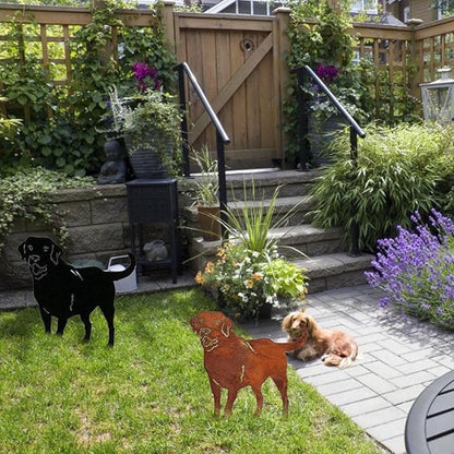 Pssopp Garden Metal Dog Stakes, Labrador Silhouette Animal Sculpture for Backyard Garden Decoration ()