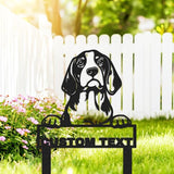 Personalized Metal Beagle Dog Garden Sign, Custom Dog Statue Beagle Yard Sign with Stakes, Customized Animal Pet Garden Stake Plaque Patio Lawn Decorative Outdoor Décor Name Signs