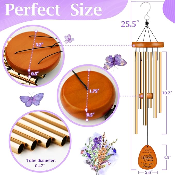 Gifts for Mom, Moms Wind Chimes, Best Gift for Mom Birthday Gifts from Daughter Son, Love Reminder Gifts for Mother