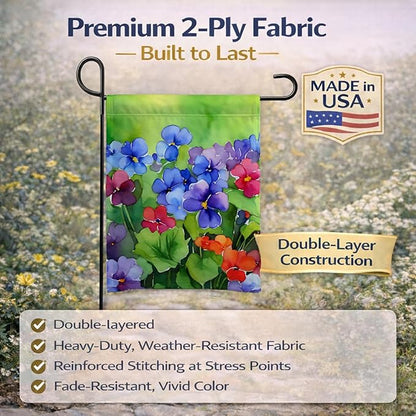 Caroline's Treasures Illinois Violet in Watercolor Garden Flag Mailbox Flag Decorative Yard Flag Banner Outside Patio Artwork Yard Flower Beds, Garden Size, Multicolor