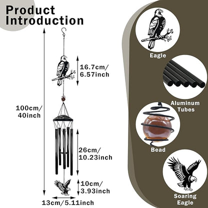 Memorial Wind Chimes Outdoor Decor - 40" Bald Eagle Large Wind Chimes for Outside Deep Tone,Memorial Windchimes for Backyard Balcony Porch Home Decor,Best Gifts for Women/Men Friend Birthday Holiday