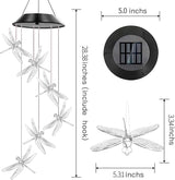Dragonfly Solar Wind Chimes Outdoor, Color Changing Solar Lights, Gifts for Mom Grandma, Waterproof Decorative Mobile Light, Gardening Gift for Garden,Patio, Window, Yard, Outdoor Decor