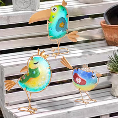 Metal Garden Decor for Outside,Spring Yard Decor Bird Set of 3, Yard Art Outdoor Decor and Garden Decorations, Bird Statues Decor for Apartment Patio, Outdoor Decor for Patio Decorations