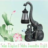 Solar Elephant Statue Light Outdoor, Garden Decor Elephant Figurine with Baby, Waterproof, Durable, Outdoor Decorations Statue for Balcony, Patio, Yard, Lawn, Pathway, Gift
