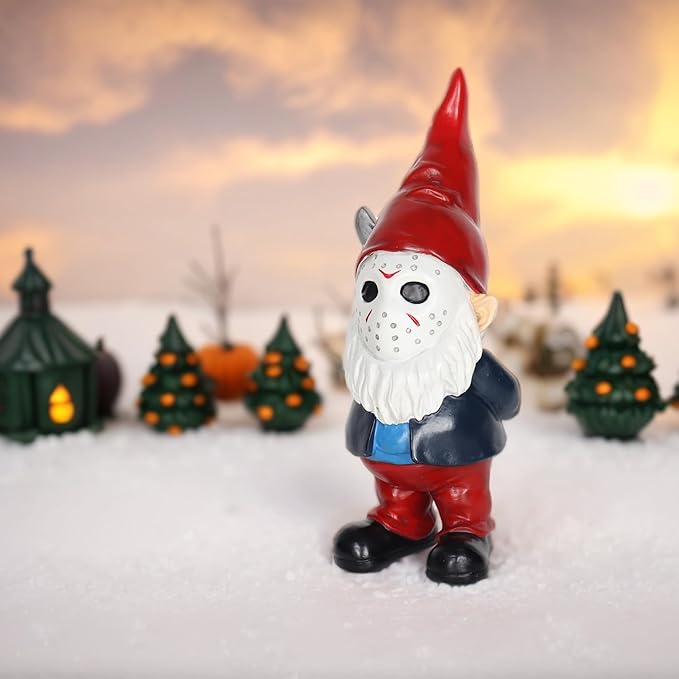 Garden Gnome Statue, Gothic Decor, Horror Gnomes Spooky Collectible for Halloween Outdoor Decorations