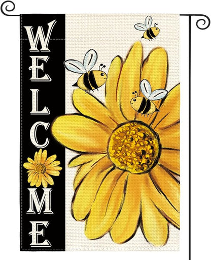 AVOIN colorlife Spring Summer Bee Sunflower Garden Flag 12x18 Inch Double Sided, Welcome Holiday Yard Outdoor Decoration