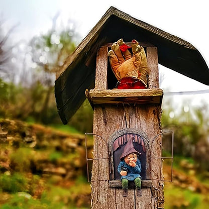 7.1-inch Elf Out The Door Tree Hugger,Fairy Garden Gnome Statue, Hanging Resin Gnome Figurine,Whimsical Tree Sculpture,Garden Peeker Statue,Ideal Patio Yard Lawn Porch Decoration