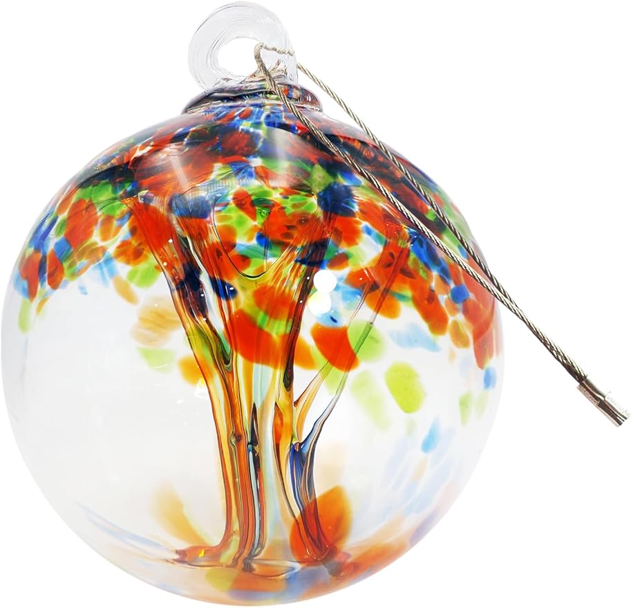 Dale Tiffany Hand Blown Glass, 3" Diameter Royal, Tree of Life Collection, Witch Globe Hanging Garden Indoor/Outdoor Decorative Ornament Gazing Ball