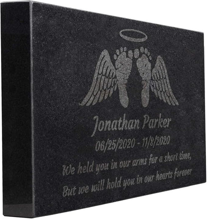 PlaqueMaker Black Granite Memorial Headstone Or Garden Memorial for Lost Infant or Child - Include You Personalized Text. Can be Used as a Sympathy Gift, Garden Stone or Grave Maker (16 X 10 X 2)